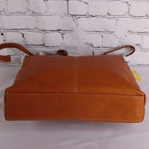 'LE DONNA' 'AVERELY' COLOMBIAN LEATHER TOP ZIP CLOSURE ADJUSTABLE CROSSBODY BAG - Picture 9 of 16